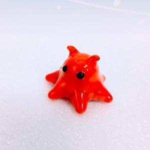 ガラス細工 ヒトデ (クリア/赤） ミニチュア 置物 雑貨 海 小物 : きた