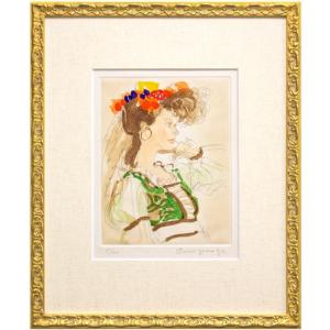 宮永岳彦「 燦 」 (紫のドレス) 色彩銅版画 手彩色 版画 絵画 洋画