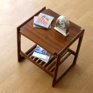 サイドテーブル 花台 アンティーク レトロ 木製 正方形 四角 高さ50cm