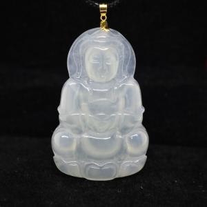 お守り 立像 観音菩薩 ミャンマー天然翡翠 ジェイダイト ヒスイ
