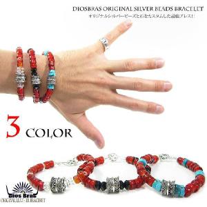 ブレスレット メンズ 6mm ホワイトハーツ ビーズ ネイティブアメリカン