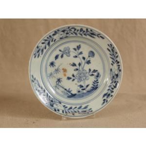 江戸時代 染付山水図 有田焼中皿16cm2枚 角福銘 古伊万里 吉祥 招福