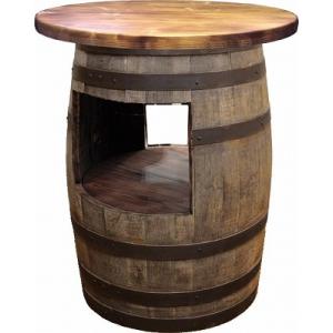 ウイスキー樽テーブル シンプルタイプ（天板600φ）（黒タガ）（代引き