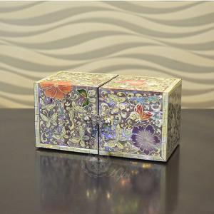 韓国螺鈿 螺鈿漆器 名刺入れ 小物入れ 松の木 鶴 韓国伝統 韓国