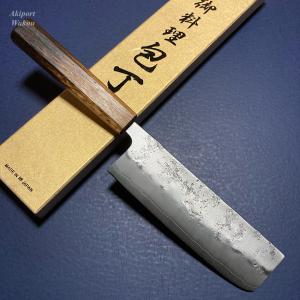 包丁 三徳包丁 165mm 義弘作 銀三鋼 銀紙三号 梨地仕上げ 樫漆柄