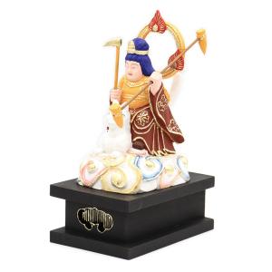 仏像 稲荷大明神 狐上立像 身丈5.0寸 総高33cm 桧木 お稲荷さん お稲荷