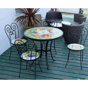 イタリア テーブルセット 魚 ガーデンテーブル チェア 5点セット 100cm