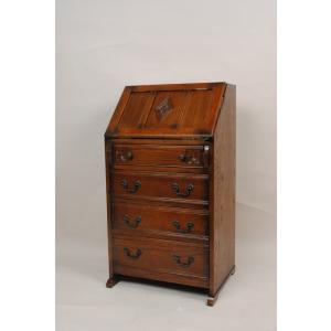 イタリア デスク ライティング ビューロー 3段 茶 象嵌 丸脚 完成品