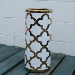 傘立て アンブレラスタンド 陶器製 透かし彫りアート ブラック モダン