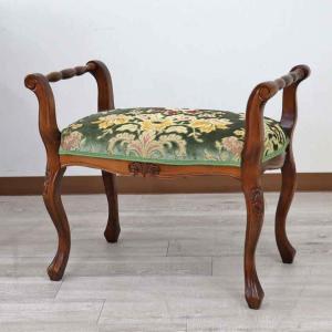 イタリア フットスツール 猫脚 ブルー オットマン 補助椅子 玄関用