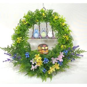 魔女の宅急便 フラワーアレンジメント リース「キキとジジが訪れた