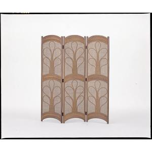 東京ラタン 天然籐スクリーン4連 折り畳みパーテーション 衝立 木製