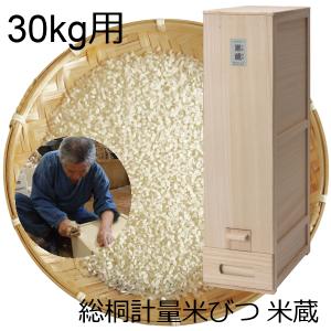 米びつ 30kg用 米蔵 おしゃれ 大型 スリム 米櫃 桐 日本製 竹本木箱店