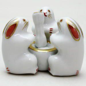 茶道具 蓋置 お月見 三つ兎 高野昭阿弥作 和楽庵 三兎 三ツ兎 ミッ兎