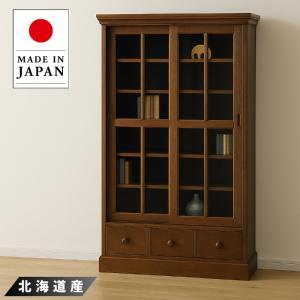 飛騨産業 北海道民芸家具 本棚 扉付き 書棚 木製 無垢 本箱 和風