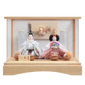 久月 雛人形 ひな人形 親王飾り アクリルケース 白木 花付 コンパクト