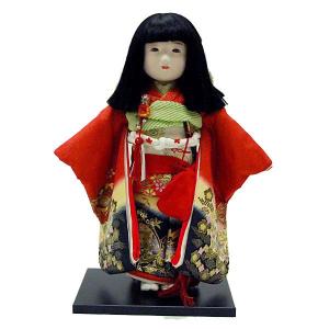 市松人形13号 駒 正絹 刺繍赤 雪輪 女の子 いちまつ人形 : 雛人形-五月