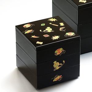 重箱 越前漆器 牡丹彫 漆塗り 三段重箱 19.9cm : おいしい