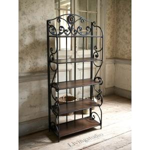 輸入家具 ディスプレイラック 飾り棚 アイアン ウッド シェルフ 食器棚