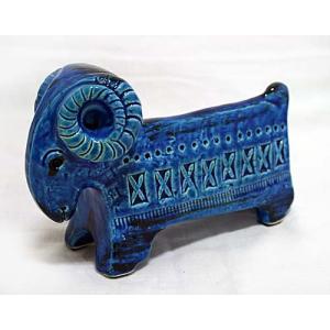 イタリア製 輸入雑貨 ネコ ねこ 猫 置物 オブジェ ブルー Bitossi