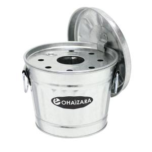 卓上灰皿 オハイザラ 1Lサイズ 全6色 トタン製 バケツ型 フタ付き 灰皿