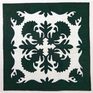 ハワイアンキルトタペストリー/壁掛け/ピンクアンスリウムMC・ラージ