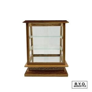 ミニチュア ショーケース 木製3段棚背面ガラス扉 ディスプレイ : 街の