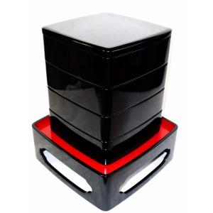 輪島塗 沈金菊文様 四段重箱 未使用 金ぴか 布着せ 本堅地 正月 祝膳