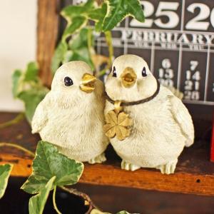 セキセイインコ ペア トレイ ダイカイ オブジェ 置物 鳥 小鳥 バード