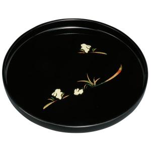 みよし漆器本舗 紀州塗り お盆 トレー 11寸 33cm 丸盆 溜 山路 金蒔絵