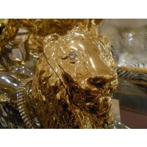 陶器 動物 ライオン 置物 イタリア製 獅子 完成品 ヨーロピアン