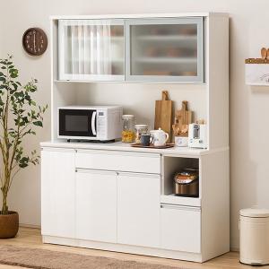 ニトリ（NITORI） 幅150cm 食器棚(レジューム 150TG-S WH/150TL-R WH