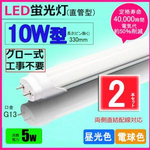 NISSIN LUX LED蛍光灯 10w形 昼光色 電球色 led直管蛍光灯T8 33cm G13
