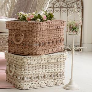 バスケット 収納 かご カゴ フタ付き 蓋付き スタッキング ラタン 籐