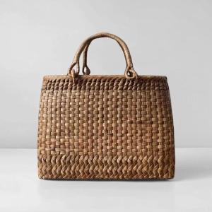 山葡萄 手作り カゴバッグ 内布付き 市松編み、立体花編み : 星凌商店