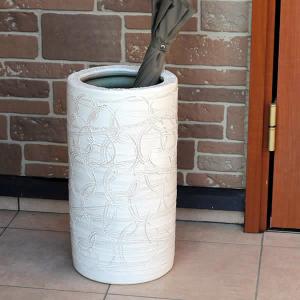 傘立て アンブレラスタンド 陶器製 ホワイト x ゴールド 白 金 モダン