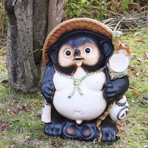 信楽焼 30号古信楽風福ひねり狸 たぬき タヌキ 開運 縁起物 可愛い