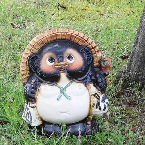 信楽焼 11号ふくろう持ち開運狸 たぬき タヌキ 狸 開運 縁起物 可愛い