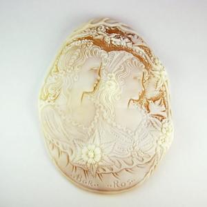 特大 シェルカメオ 手彫り 60×79mm ジュエリールース df451