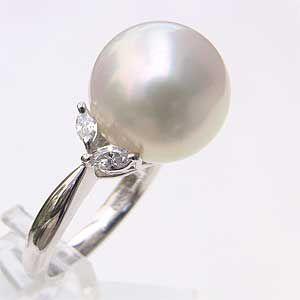 パール 指輪 真珠 リング 南洋白蝶真珠 pt900 プラチナ900