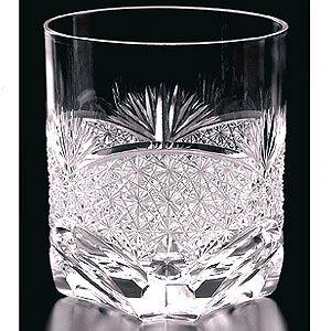 江戸切子 カガミクリスタル ロックグラス 笹っ葉に菊つなぎ 紋 江戸