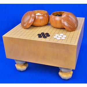 囲碁セット 新かや5寸足付碁盤セット(蛤碁石25号・栗碁笥大)【囲碁将棋