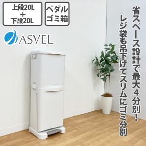 アスベル（株）分別ペダル2段40L ホワイト ゴミ箱 ダストボックス