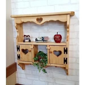 壁掛けマスシェルフ/ハートくりぬき W50×H40cm 飾り棚 ウォール