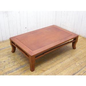 中古】座卓 杉本作 W1510×D910×H340mm 透かし彫り 机 座敷 和風 和室