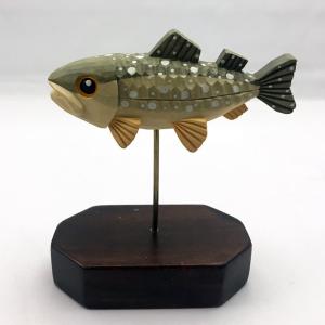 木彫り民芸品 TROUT オブジェ ベニサケ 魚 釣り 手彫り アイヌ 民族