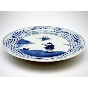 有田焼 しん窯 青花 長崎紋 玉渕8寸ミート皿 : 神楽坂のうつわ屋さん