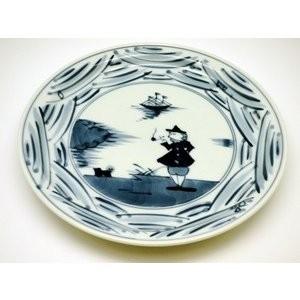 有田焼 しん窯 青花 長崎紋 玉渕8寸ミート皿 : 神楽坂のうつわ屋さん