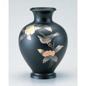 高岡銅器 銅製花瓶 鳳祥 小鳥 12号 美術工芸品 記念品 花活 : 日本もの