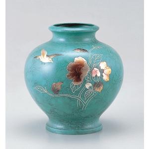 高岡銅器 銅製花瓶 鳳祥 小鳥 12号 美術工芸品 記念品 花活 : 日本もの